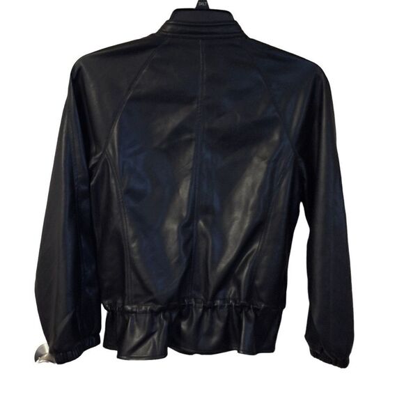 NWT Marc New York Andrew Marc Black Drawstring Faux Leather Jacket Size Small - Picture 2 of 14